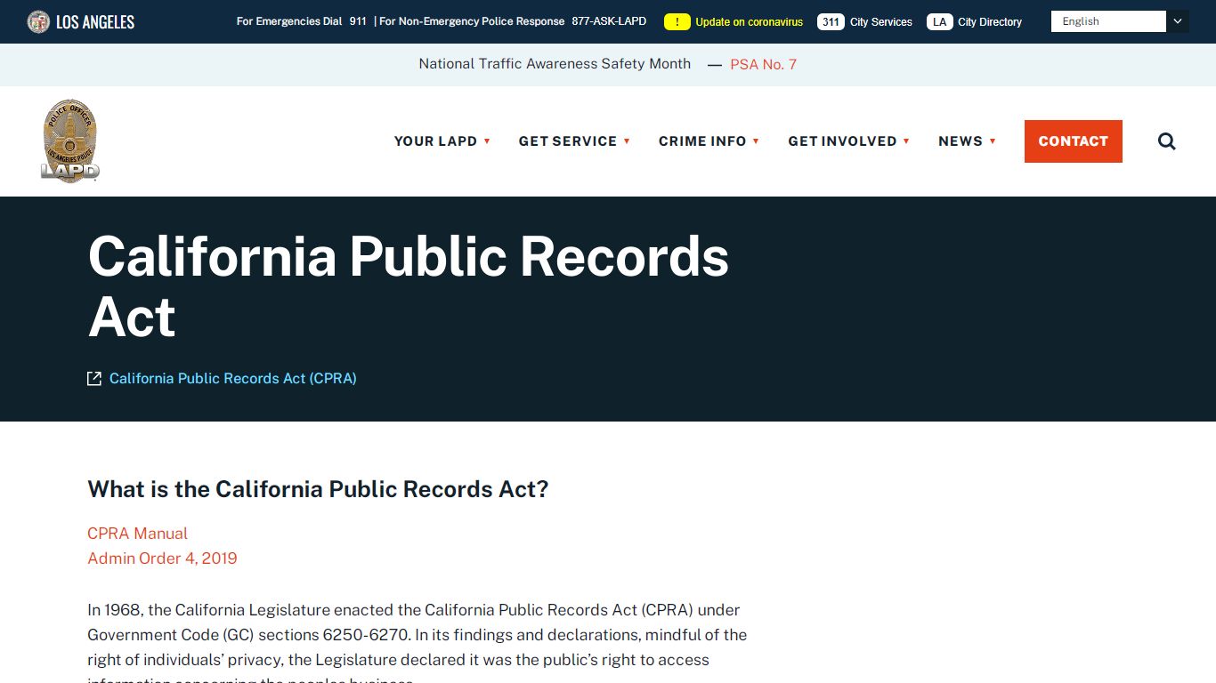 California Public Records Act - LAPD Online